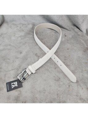 PX Belt Mens 30 Beige Leather Silver Tone Buckle  *NWT*